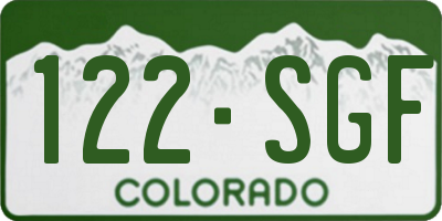CO license plate 122SGF