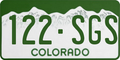 CO license plate 122SGS