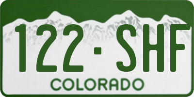 CO license plate 122SHF
