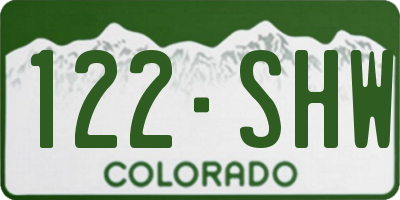 CO license plate 122SHW