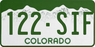 CO license plate 122SIF