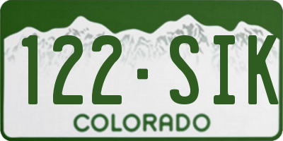 CO license plate 122SIK