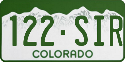 CO license plate 122SIR