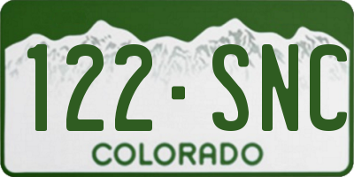 CO license plate 122SNC