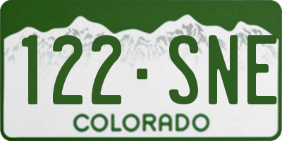 CO license plate 122SNE