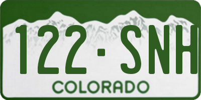 CO license plate 122SNH