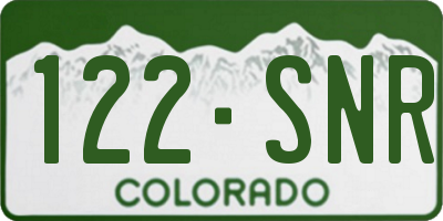 CO license plate 122SNR