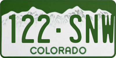 CO license plate 122SNW