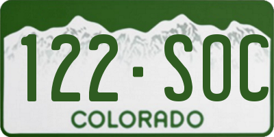 CO license plate 122SOC