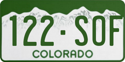 CO license plate 122SOF