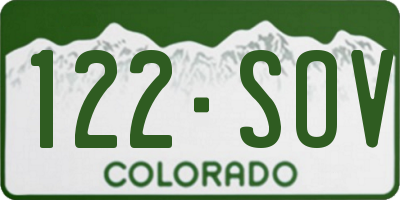 CO license plate 122SOV