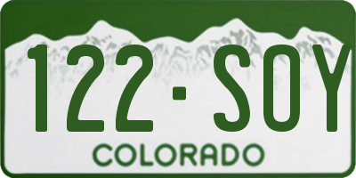 CO license plate 122SOY