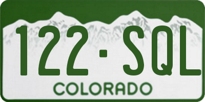 CO license plate 122SQL