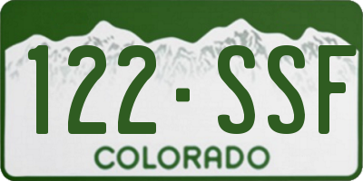 CO license plate 122SSF