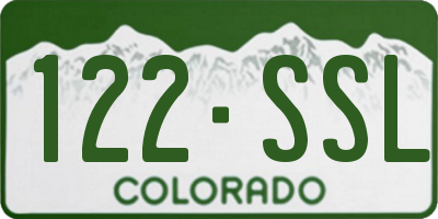 CO license plate 122SSL
