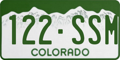 CO license plate 122SSM
