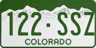 CO license plate 122SSZ