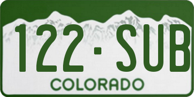 CO license plate 122SUB