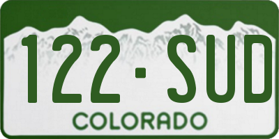CO license plate 122SUD