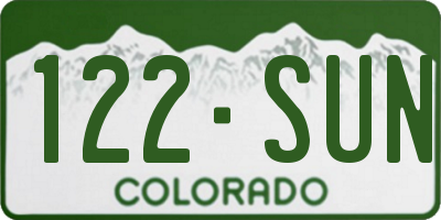 CO license plate 122SUN