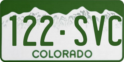 CO license plate 122SVC