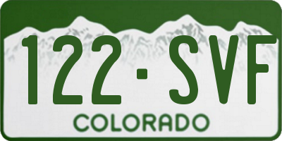 CO license plate 122SVF