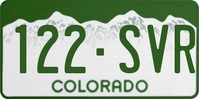 CO license plate 122SVR
