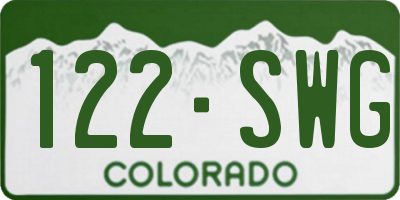 CO license plate 122SWG