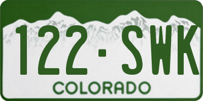 CO license plate 122SWK