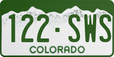 CO license plate 122SWS
