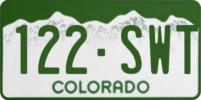 CO license plate 122SWT