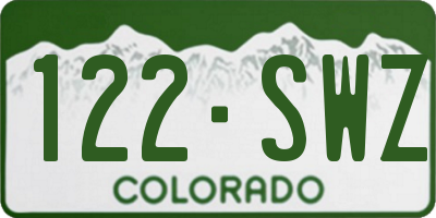 CO license plate 122SWZ