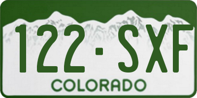 CO license plate 122SXF