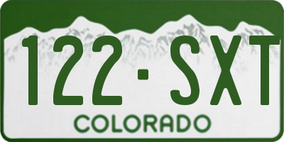 CO license plate 122SXT