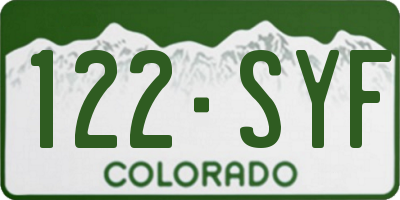 CO license plate 122SYF
