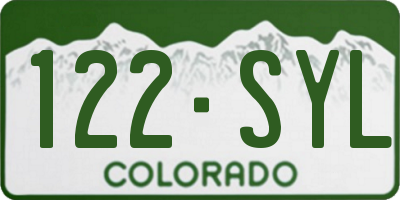 CO license plate 122SYL