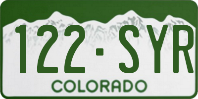 CO license plate 122SYR