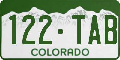 CO license plate 122TAB