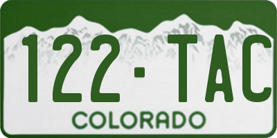 CO license plate 122TAC
