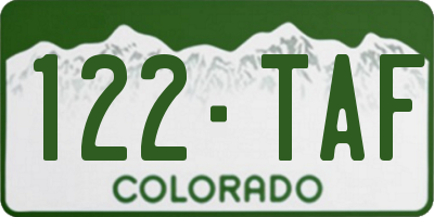 CO license plate 122TAF