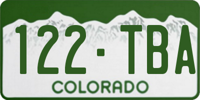 CO license plate 122TBA