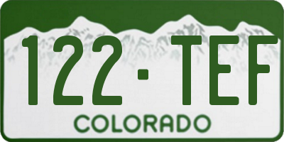CO license plate 122TEF