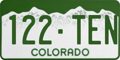 CO license plate 122TEN