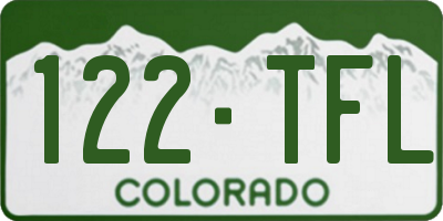 CO license plate 122TFL