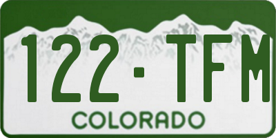 CO license plate 122TFM