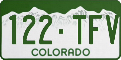 CO license plate 122TFV