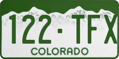 CO license plate 122TFX