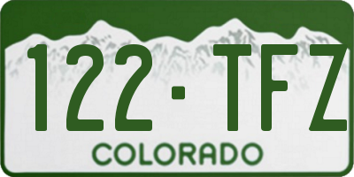 CO license plate 122TFZ