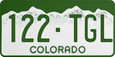 CO license plate 122TGL