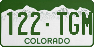 CO license plate 122TGM